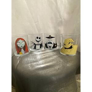 The Nightmare Before Christmas Set of 4 Character Drink Glasses 3.5 in EUC